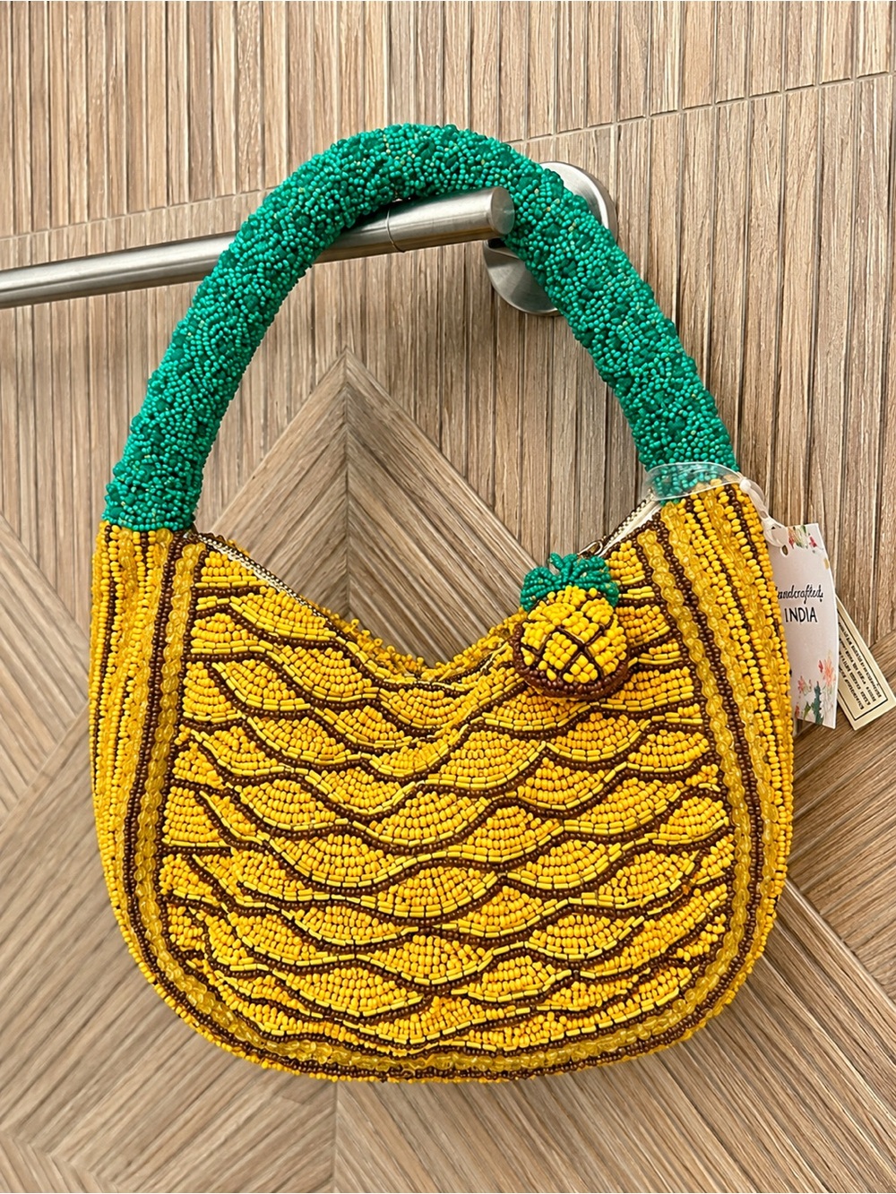 NWT Yellow Beaded Mini Hobo Bag Handmade in India